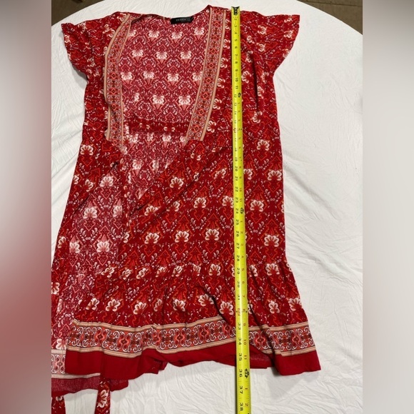 Zesica floral type print wrap dress v-neck short sleeve women’s size L - Picture 14 of 16